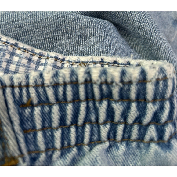 Vtg 80's Lee Light Blue Jean Denim Mom Shorts Bare Back Elastic Waist 10 Grunge - Picture 8 of 8